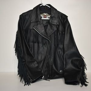 Harley Davidson Fringed Leather Riding Jacket XL